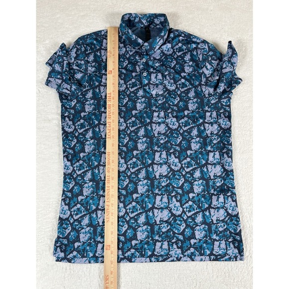 Adidas Shy Rush Golf Blue Cobblestone Jacquard Polo Shirt Men's Lg Lightweight - Picture 8 of 8